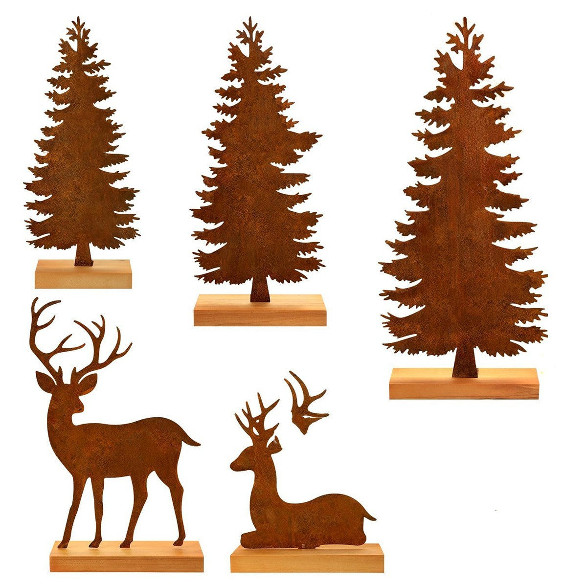 Metal Rusty Christmas Tree Elk Decorations