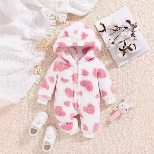 Toddler And Baby Long Sleeve Long Leg Jumpsuit Cute Hooded Outer Wear Romper