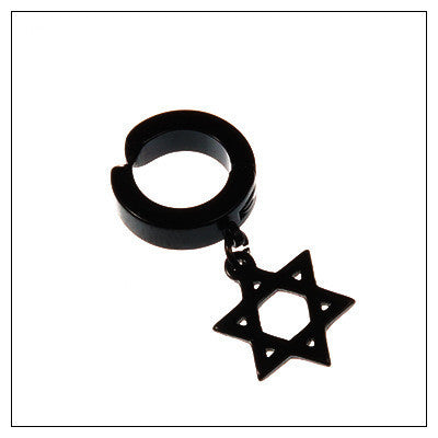 Tassel Black Earrings Without Pierced Cross Wolf Men And Women Tide Earrings