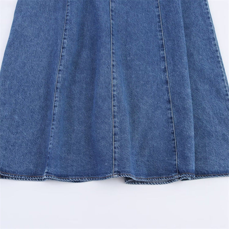 Off-the-shoulder Backless Denim Dress For Women