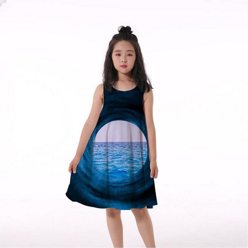 3D Rainbow Print Girls' Dress Nightdress