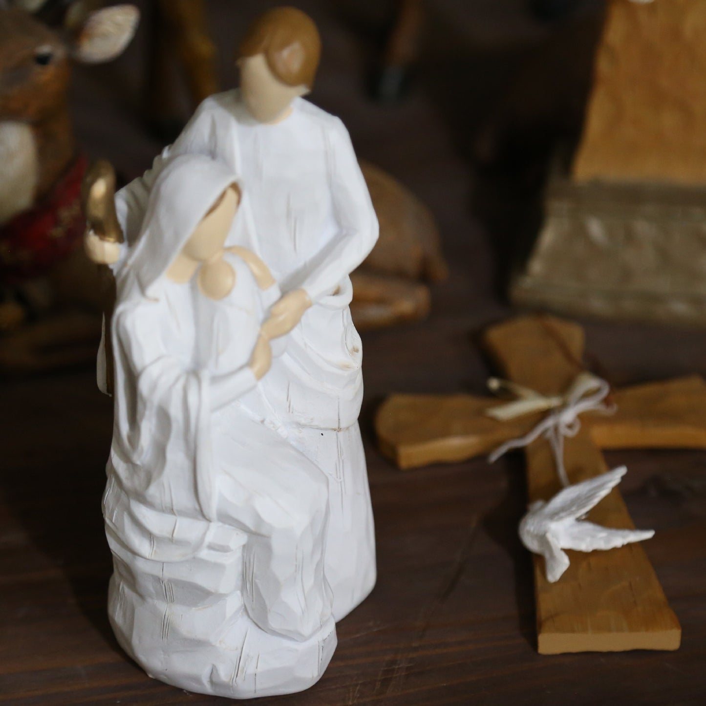 Christmas Relief Virgin Holding Saint Baby Decorations