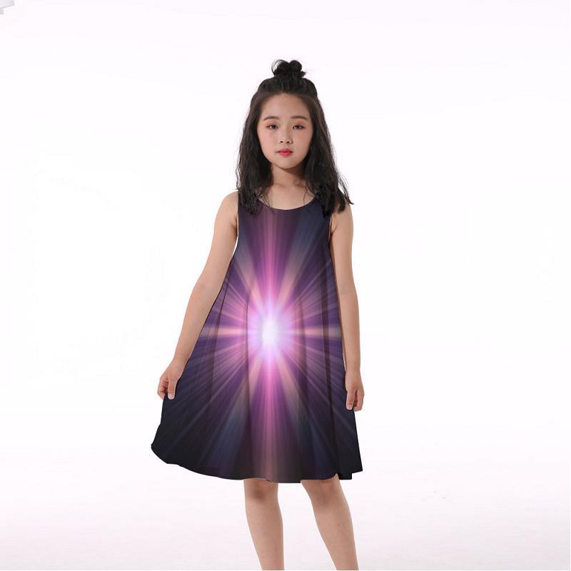 3D Rainbow Print Girls' Dress Nightdress