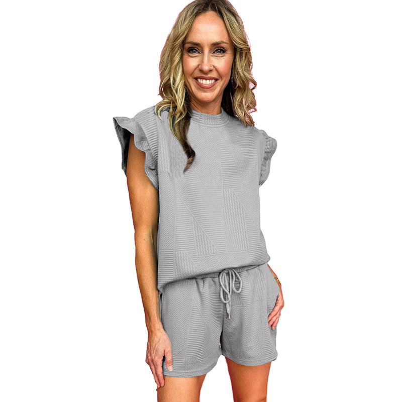 Frill Sleeveless Top Shorts Suit Casual Suit