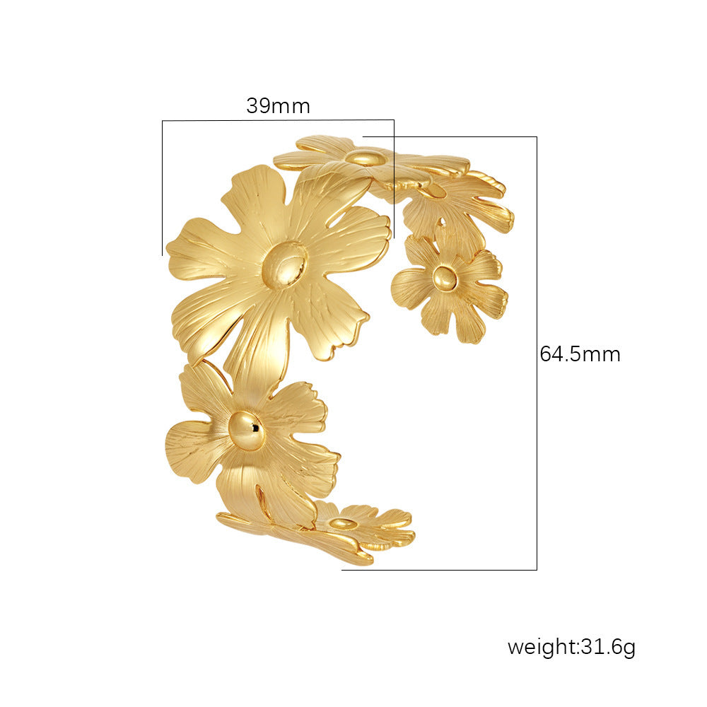 Women's Stainless Steel High-grade C- Shaped Oil Pressure Open-ended Bracelet