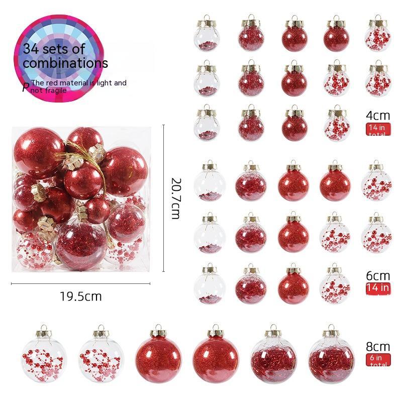 34-tube Christmas Tree Ornaments Large Mouth Ball Transparent Ball
