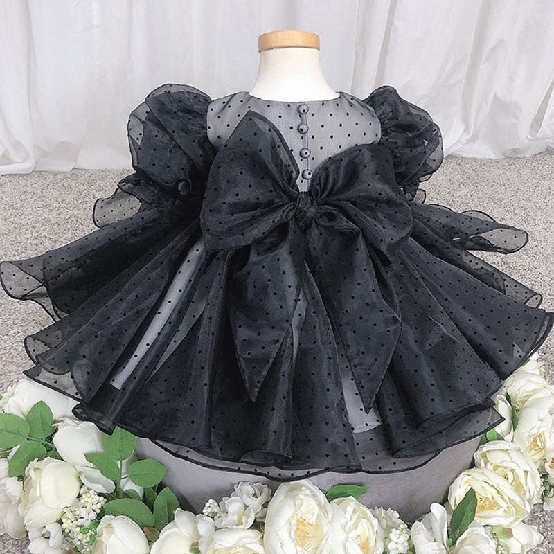 Girls Princess Dress Children's Dress Black Fluffy Yarn Baby