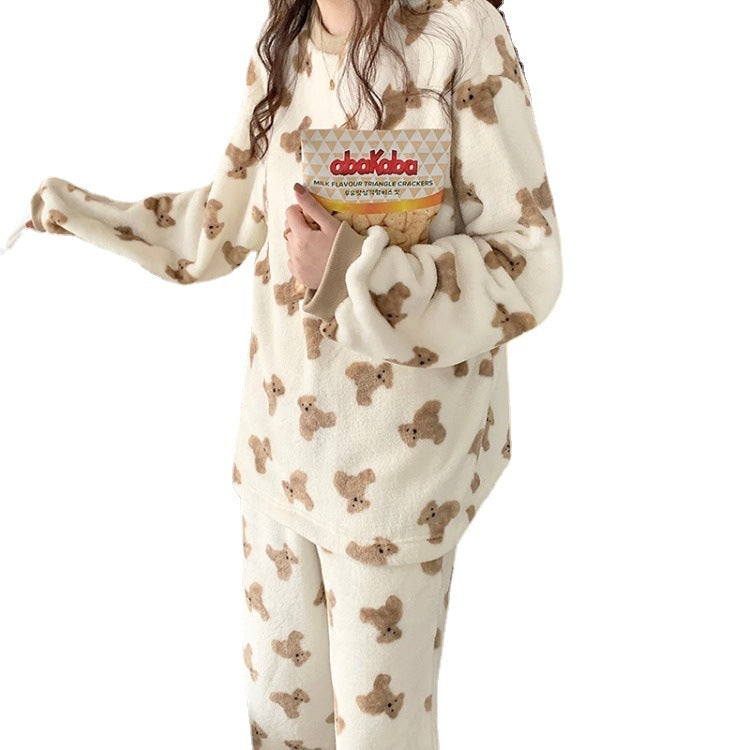 New Cute Couple Loose Round Neck Pajamas