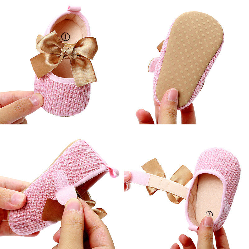 0-1 Years Old Bowknot Comfortable Baby's Shoes Velcro Super Soft Newborn Shoes Baby Shoes Toddler Shoes