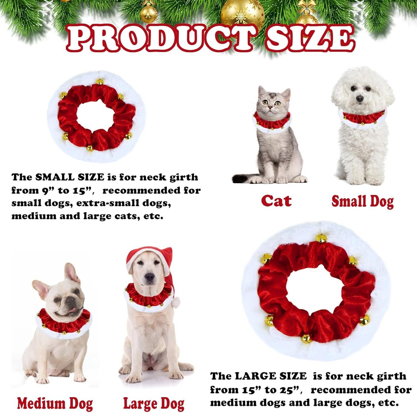 Dog Christmas Outfit Christmas Dog Collar With Bells Ornaments Holiday Christmas Dog Neckwear Costume Clothes For Small Medium Large Dogs Pets