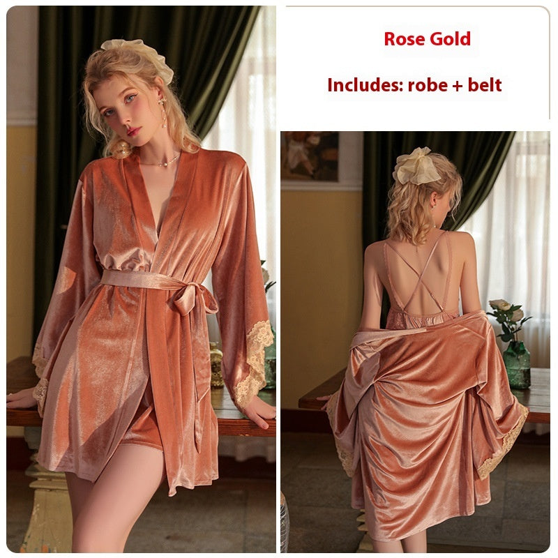 Women's Suspender Nightdress Outerwear Gown Homewear