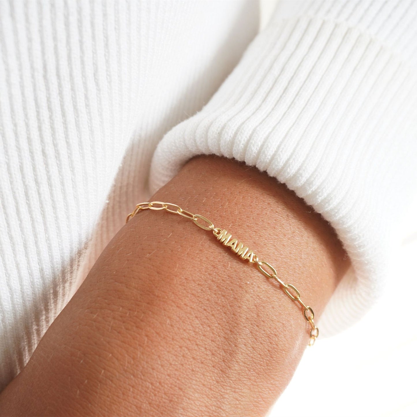 MAMA Square Box Chain Pendant Bracelet