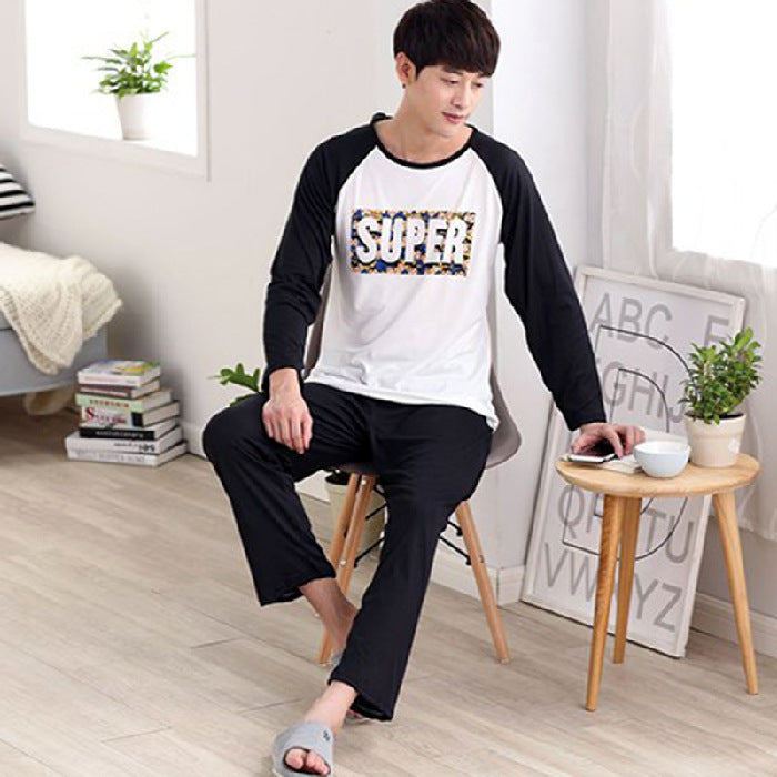 Loose Casual Long Sleeves Trousers Men's Pajamas Homewear
