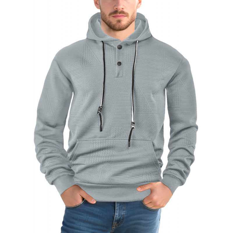 Pullover Solid Color Casual Sports Loose Long Sleeve Hooded Sweater Men
