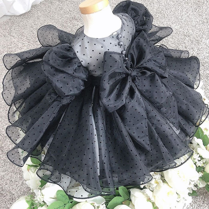 Girls Princess Dress Children's Dress Black Fluffy Yarn Baby
