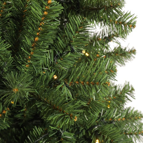 Pre-Installed Illuminated Christmas Tree 6 Foot Faux Hinged Christmas Tree With Foldable Stand