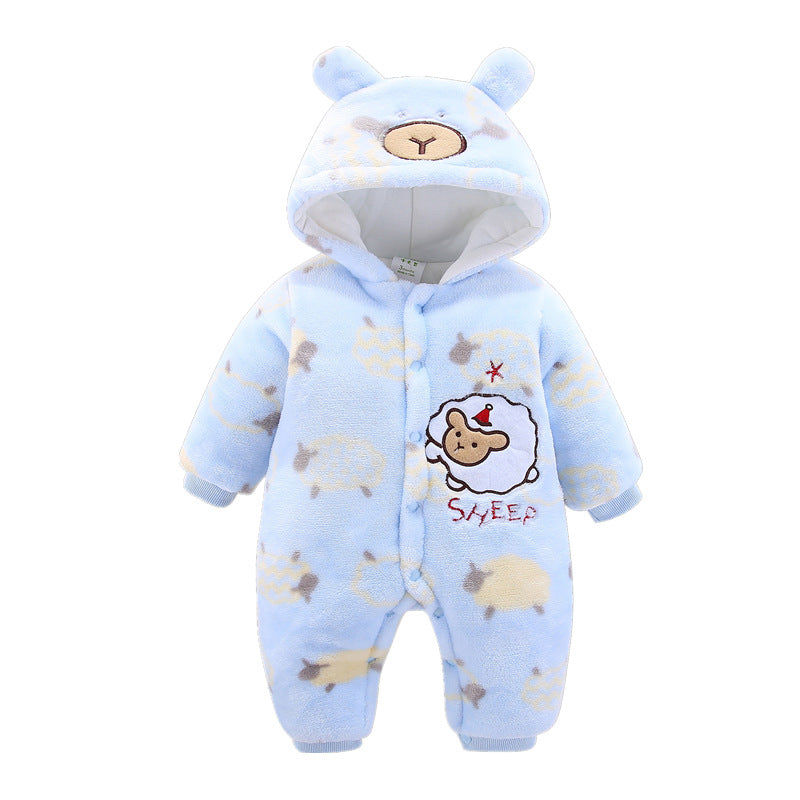 Infant Thickened One-Piece Romper Winter Baby Romper Animal Shape Thick Jumpsuit