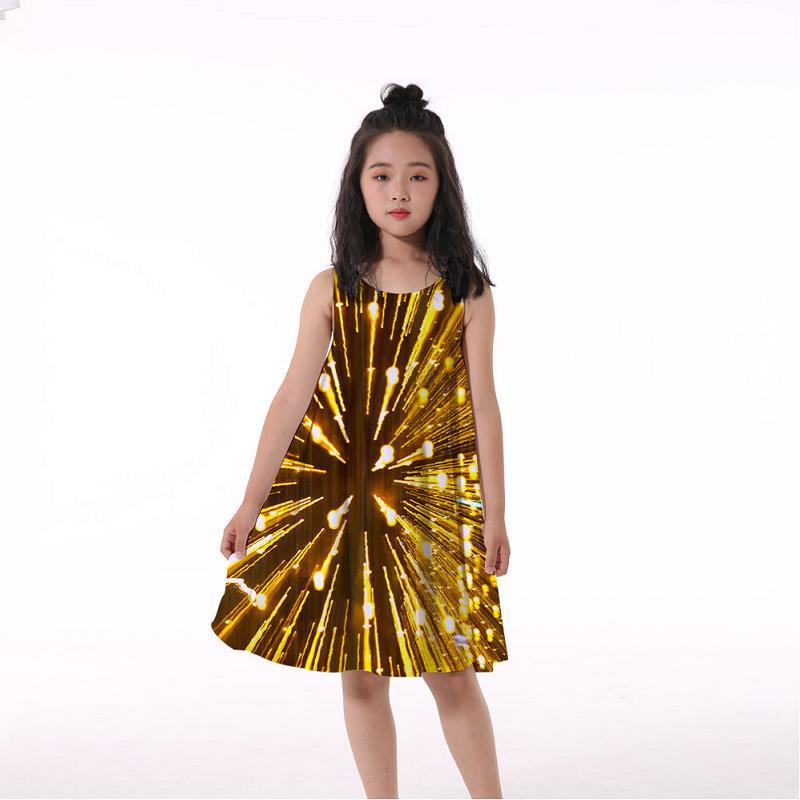 3D Rainbow Print Girls' Dress Nightdress