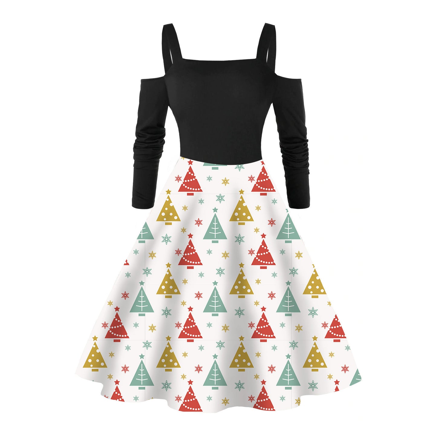Women's Long-sleeved Snowman Printed Christmas Dress
