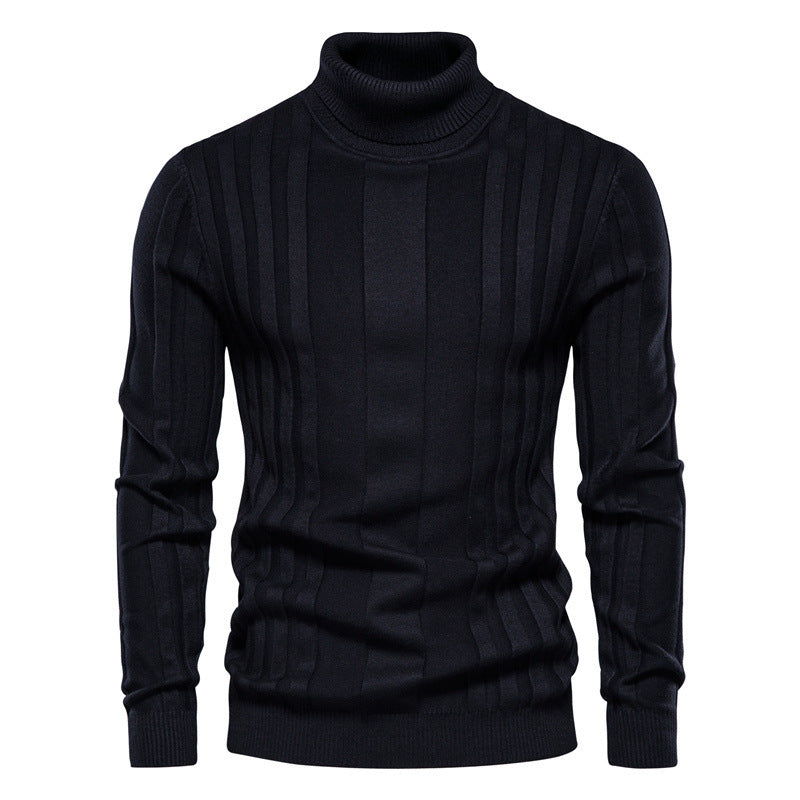 Men's Turtleneck Sweater Casual Knit Solid Color Pullover
