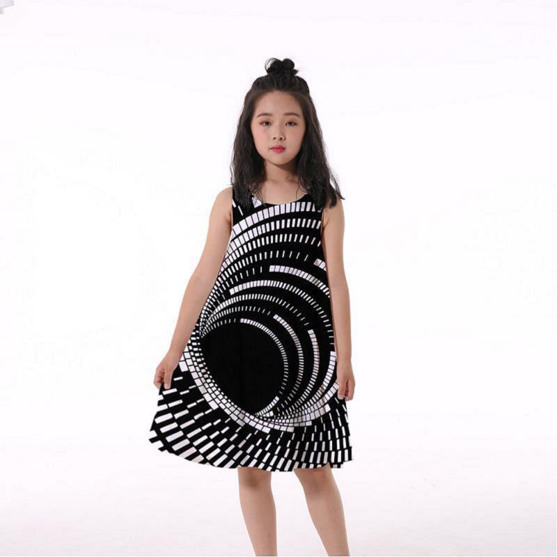 3D Rainbow Print Girls' Dress Nightdress