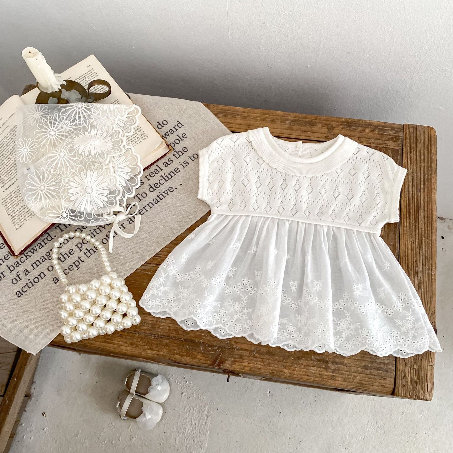 Casual Crocheted Hollow Sleeveless Knitted Stitching Lace Swing Top