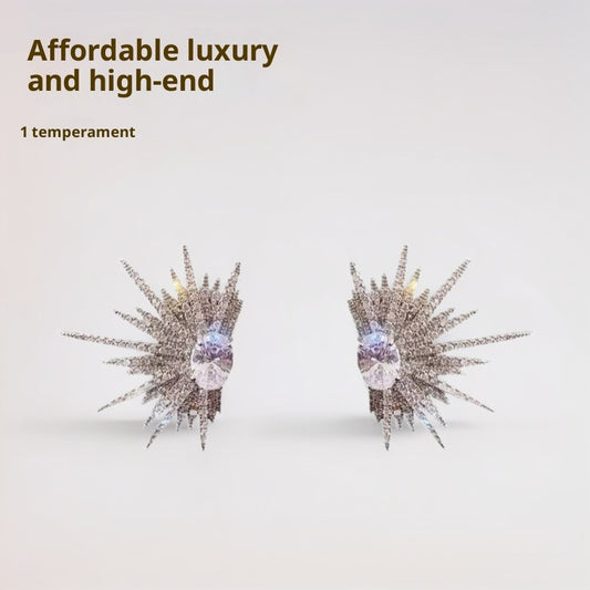 Full Diamond Eight-pointed Stars Ear Studs