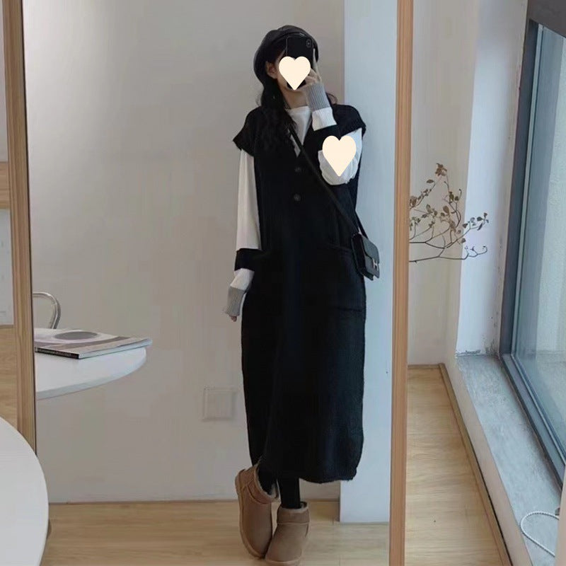 Petite Woman In A Vest Fur Coat And Skirt