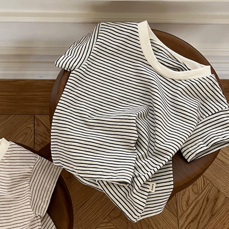 Boys' And Girls' T-shirts Match Cotton Short Sleeves