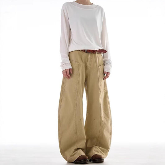 Simple Curved-slash Pants For Men And Women