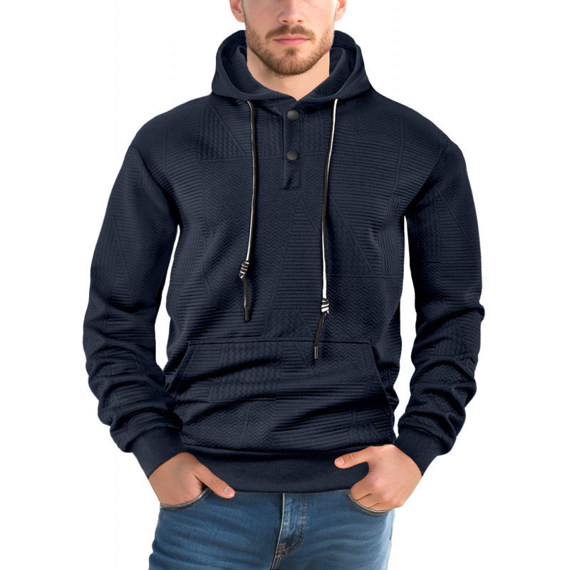 Pullover Solid Color Casual Sports Loose Long Sleeve Hooded Sweater Men