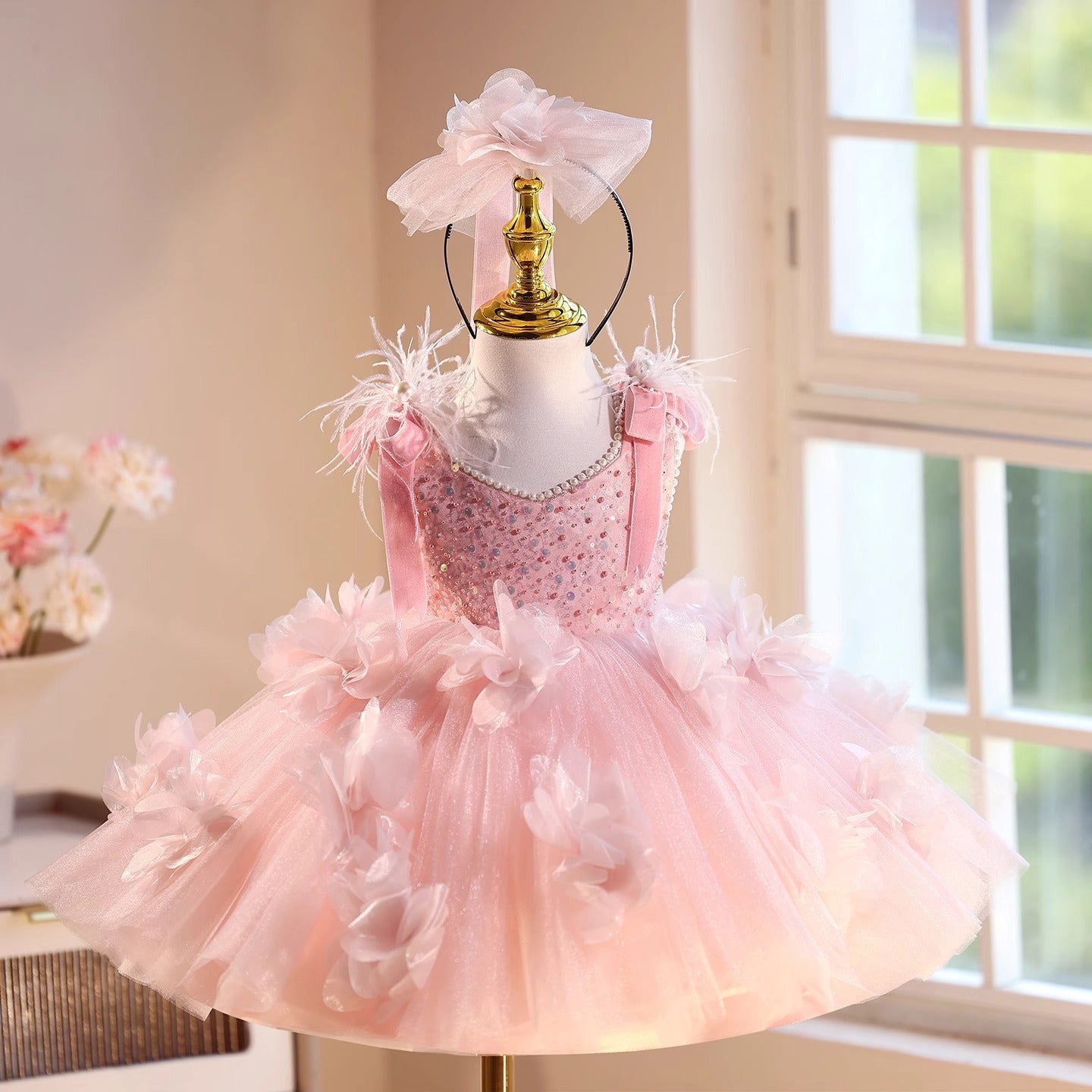 Children's Beautiful Dress Girls' Piano Playing Umbrella Princess Dress