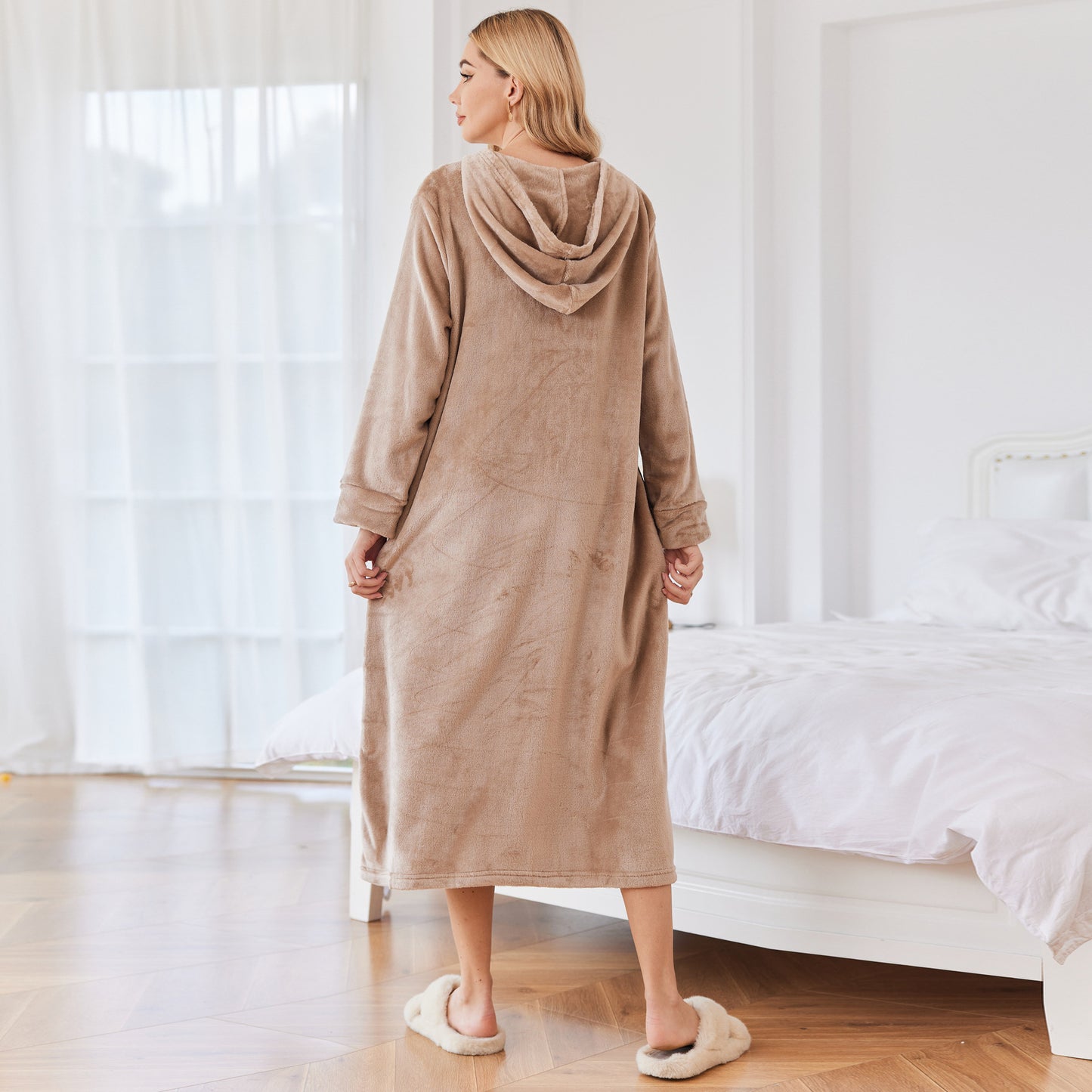 Ladies' Homewear Nightdress Double-sided Velvet Thick Hooded