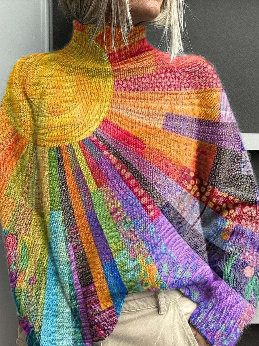 Women's Christmas Printed Turtleneck Sweater