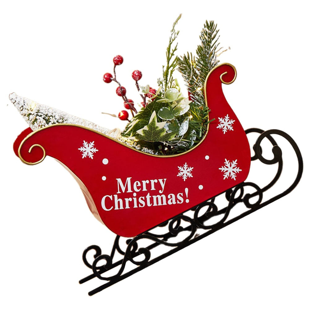Christmas Sleigh Medium Santa Indoor Sled Mini De Ornaments Outdoor Decorations Tree Adornment Berry Cardboard
