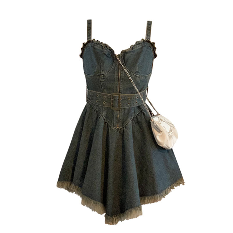Women's Summer Hot Girls' Denim Suspender Dress