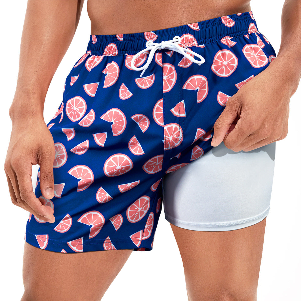 European And American Swimming Trunks Beach Pants Two-in-one Men's Anti-embarrassment