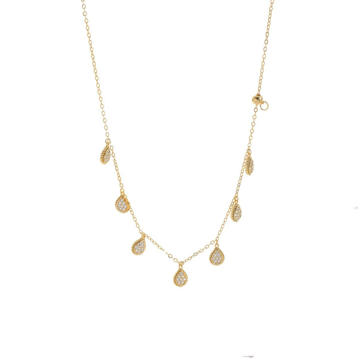 Full Diamond Water Drop Tassel Temperamental Clavicle Chain