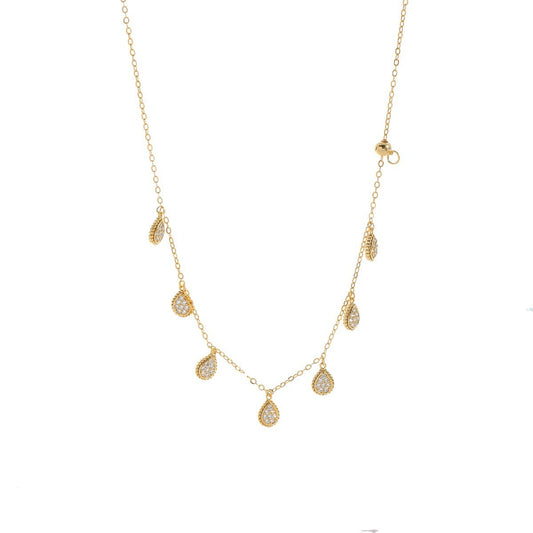 Full Diamond Water Drop Tassel Temperamental Clavicle Chain