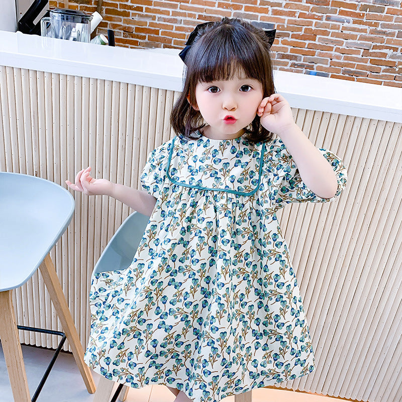 Girls Fashion Casual Floral Cotton Dress