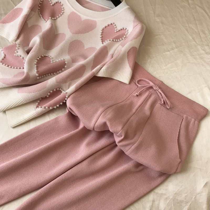 Two-piece Knitted Short-sleeved Pants