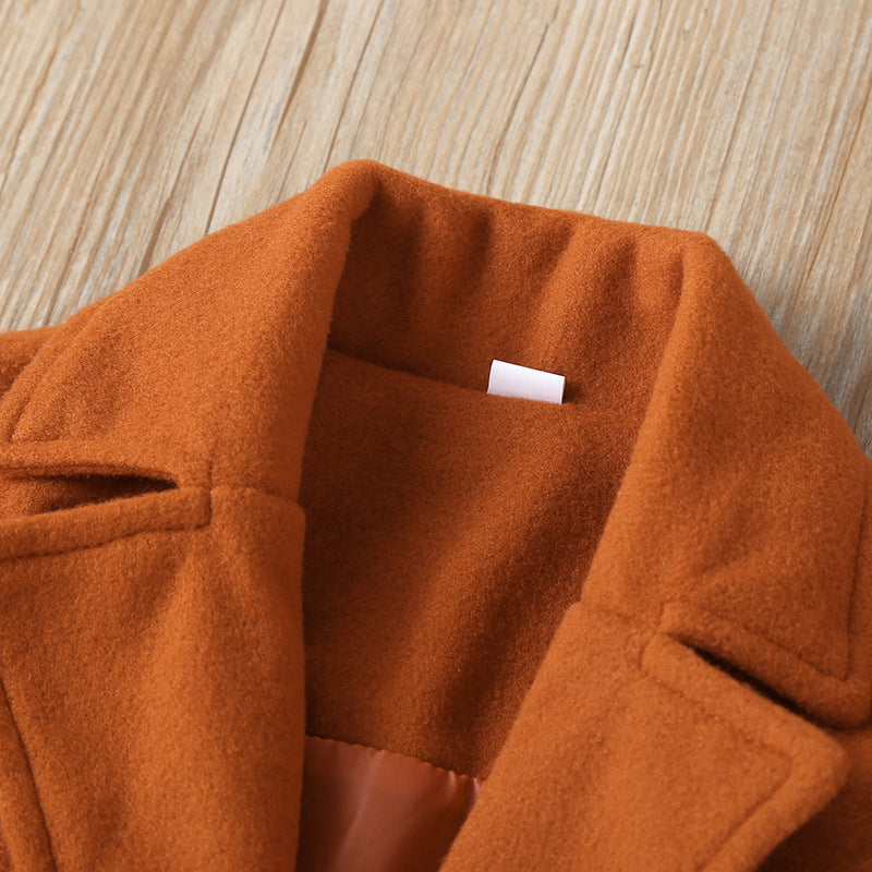 Children's Woolen Coat Bao Warm Boys Long-sleeved Blazer Jacket
