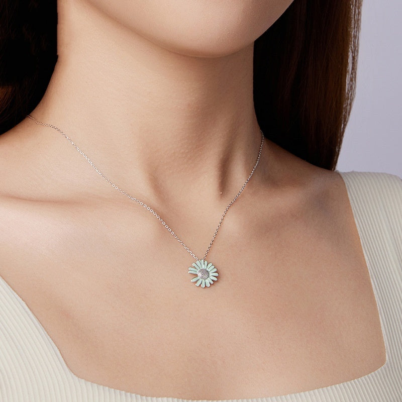 Green Necklace Women's S925 Sterling Silver Necklace