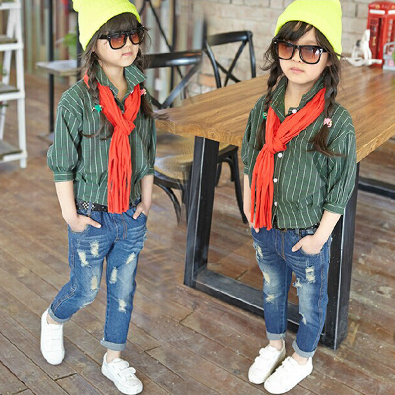 Children Children's Casual Loose Hole Jeans