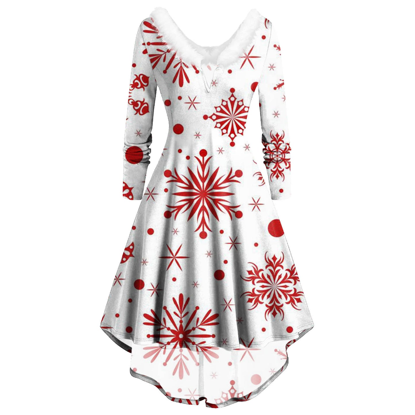 Ladies Christmas Long Sleeve Dress Printed Skirt Dress