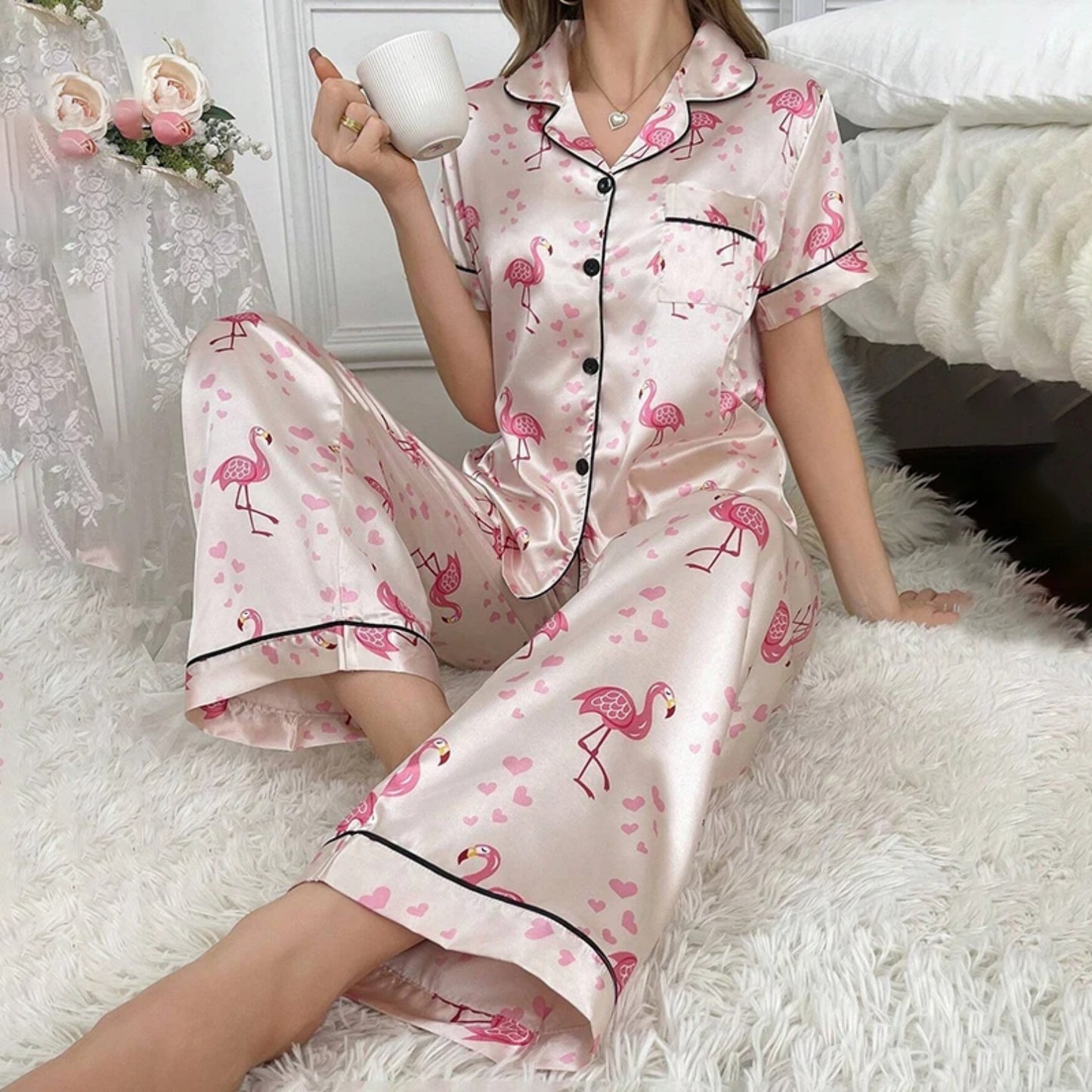 Women's Printed Pajamas Short-sleeved Trousers