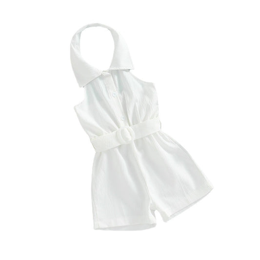 Halter Neck Retro Overalls Men And Women Baby Cute Shorts