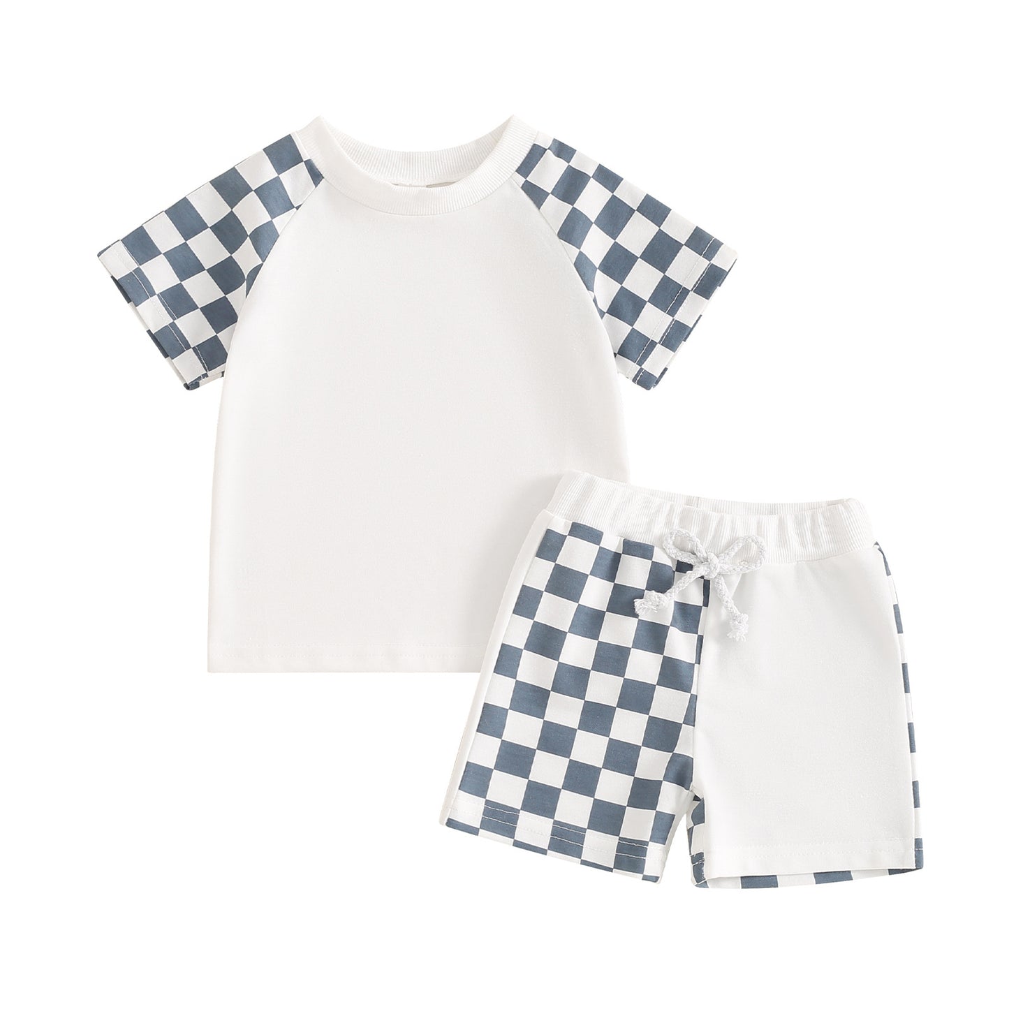 Boys' Patchwork Plaid Shorts Suit