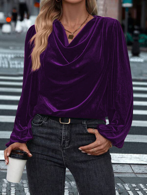 Women's Pile Collar Long Sleeve Top