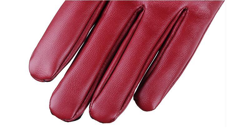 Women's Simple Pure Color Sheepskin Warm Gloves